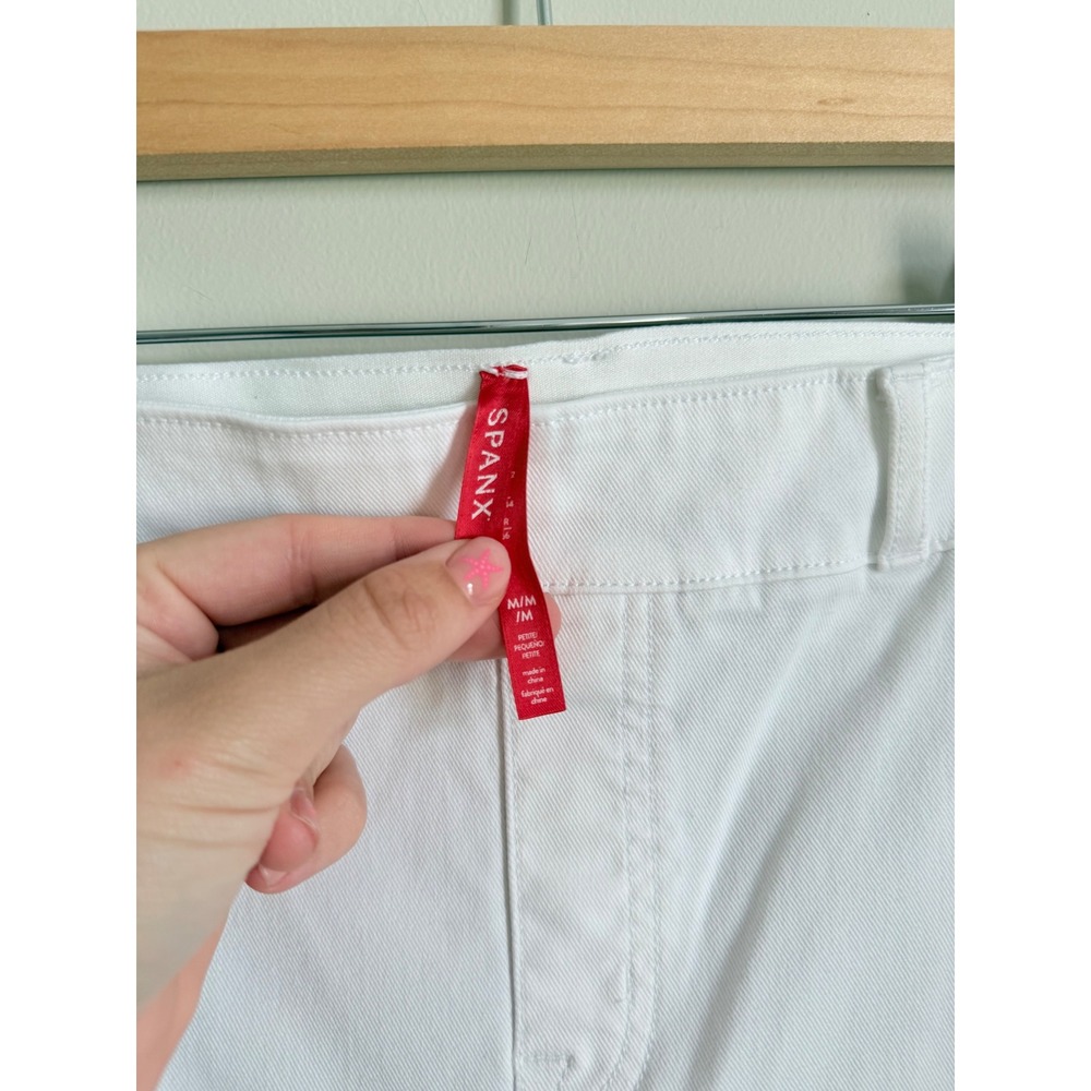 Spanx Supersmooth Stretch Twill Cropped Wide Leg Pant White Petite Medium - Picture 5 of 6